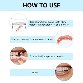 Adjustable Snap on Dentures, 2 Pairs Comfort Fit Upper and
